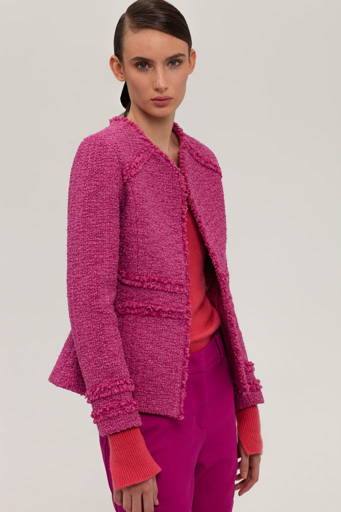 Eleonore Fringed Edges Fuchsia Jacket