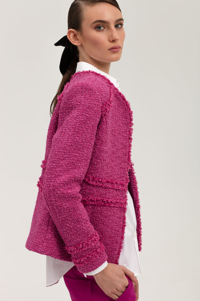 Eleonore Fringed Edges Fuchsia Jacket