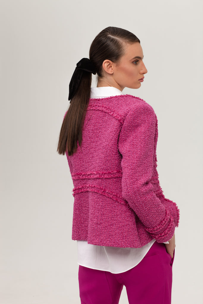 Eleonore Fringed Edges Fuchsia Jacket