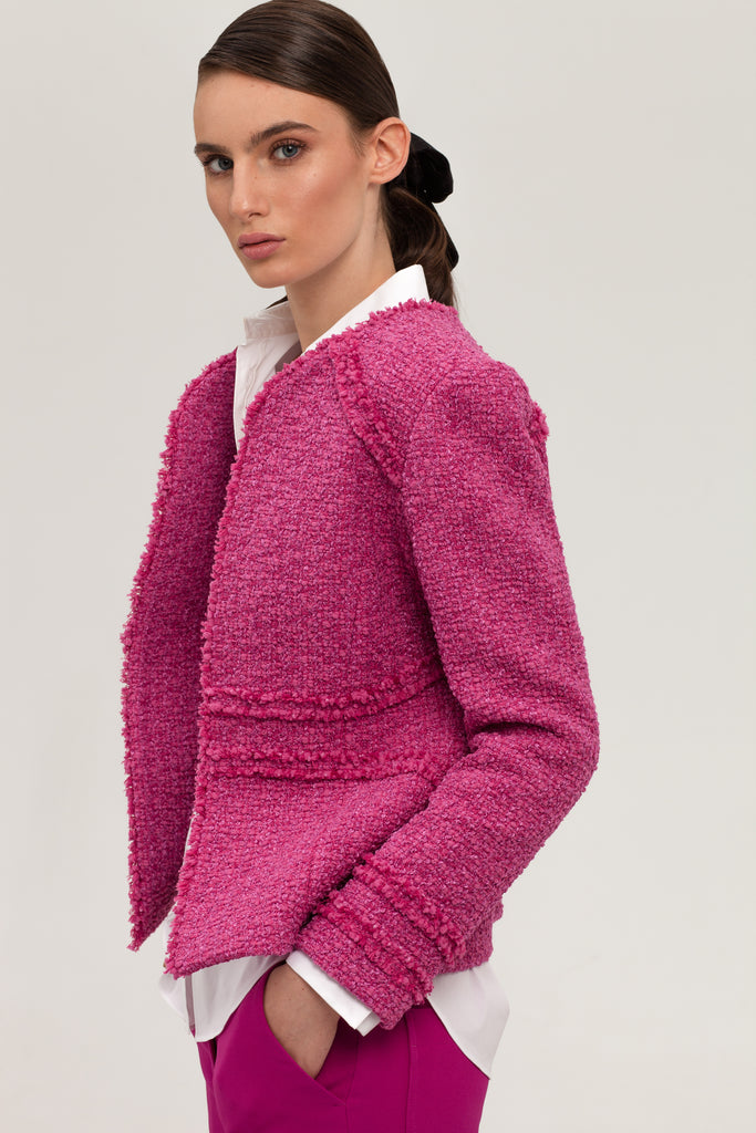 Eleonore Fringed Edges Fuchsia Jacket